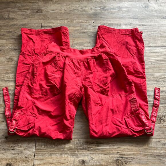 Zumba Pants Women's Large Y2K Cargo Straps Pink Coral Hooks Vintage Workout - Picture 2 of 11